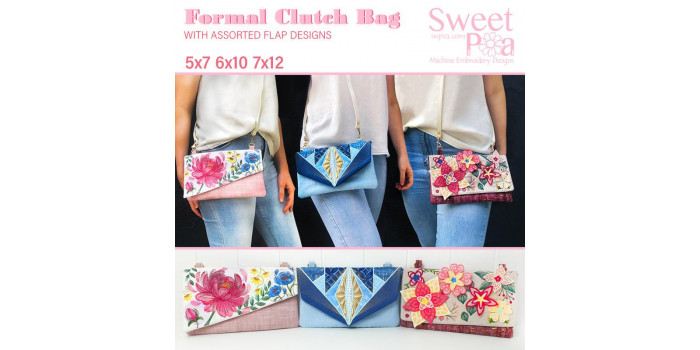 Sweet Pea Embroidery Designs CD - Formal Clutch Bag 